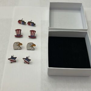 Patriotic Kids Earrings Set - Red, White, and Blue